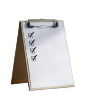 A checklist board with ticked boxes, emphasizing organization and task management, perfect for presentations or office environments, isolated on a white background. png