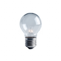 A clear light bulb on a white isolated background, representing innovation and creativity in technology and design. png