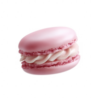 A delicious pink macaron featuring a creamy filling, elegantly presented against a clean, white background. Perfect for dessert lovers and pastry enthusiasts. png