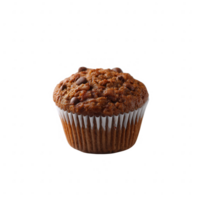 A freshly baked muffin with a golden brown top and a textured surface, set against a white isolated background, perfect for culinary and bakery-themed projects. png