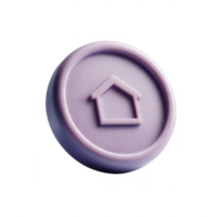 A lavender round token featuring a house icon, isolated on a white background, perfect for representing home-related concepts and themes in graphic design and marketing. png