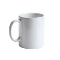 A plain white coffee mug, perfect for customization or branding, isolated on a clean background for easy use in design projects. png