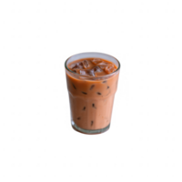 A refreshing glass of iced tea with a rich color and ice cubes, perfect for summer, with a modern aesthetic and isolated on a white background. png