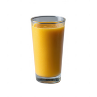 A refreshing glass of orange juice, showcasing vibrant color and texture in a clear glass on a white isolated background. png