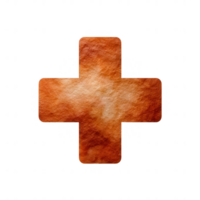 A rustic orange plus sign on a transparent background, perfect for icons and designs related to health, wellness, and positivity. png