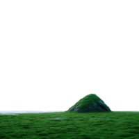 A serene landscape featuring a small grassy hill surrounded by lush greenery and a clear sky, creating a tranquil and peaceful atmosphere. png