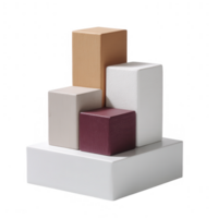 A set of variously colored geometric blocks arranged in a modern design, showcasing neutral tones and clean lines against a white isolated background. png