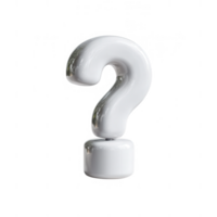 A three-dimensional white question mark, symbolizing curiosity and inquiry, isolated on a white background. png