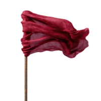 A vibrant red flag waving gracefully in the wind, symbolizing passion and strength. Captured with a clear focus on the fabric's texture against a pure white background. png
