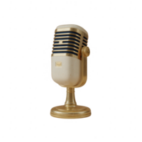 A vintage-style microphone with a classic gold finish, perfect for recording or performing. The elegant design adds a touch of nostalgia to any music setup. png