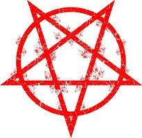 Drawing of a red pentagram vector