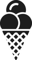 Waffle Cone Ice Cream Silhouette - Triple Scoop Dessert Illustration vector