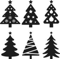 Set of Christmas Tree Silhouette with Star Decorations vector