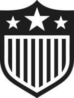 Bold Patriotic Shield Silhouette with Stars and Stripes for American Independence Day Design vector