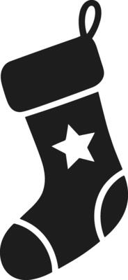Minimal Star Christmas Stocking Silhouette for Festive Designs