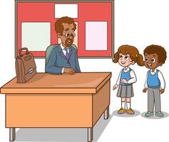 Lesson Classroom with students and teacher vector