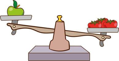 using a weighing scale to balance different objects vector
