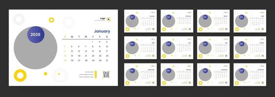 Stylish January 2026 calendar design vector