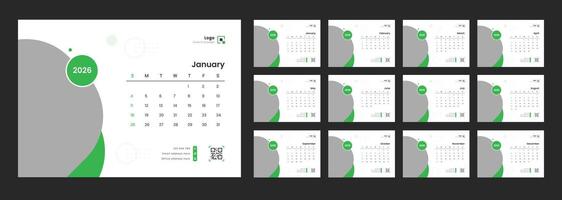 2026 calendar design with months layout vector