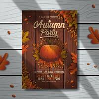 Autumn party flyer with pumpkin and leaves vector