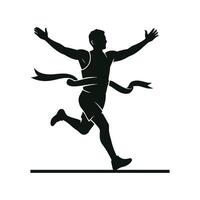 Runner Crossing Finish Line with Arms Raised Silhouette vector