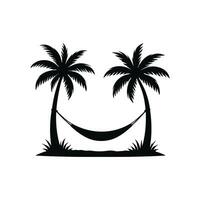 Palm Tree Hammock Tropical Island Scene Silhouette vector