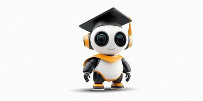 Graduation robot with cap and headphones vector
