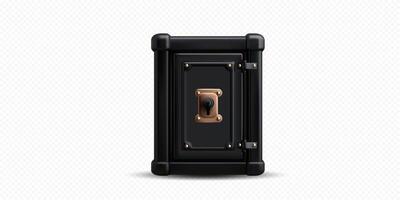 Black safe with lock and key vector