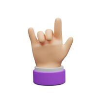 3D cartoon-style hand making a rock gesture. This playful and expressive icon is perfect for mobile apps, games, UI assets, emojis, and communication three-dimensional illustrations. vector