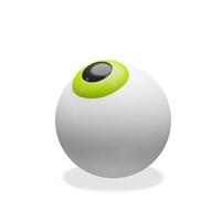 Minimal 3D cartoon eyeball with glossy pupil and clean design. Great for Halloween graphics, spooky characters, children s themes, and seasonal decorations in fun style. vector