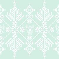 Mint Green Thai Pixel Art Pattern. Pastel Minimal Folk Seamless Design. Designed for fabric, wrapping, or lifestyle products with a light and modern ethnic touch. vector