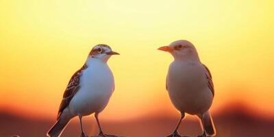 Majestic Birds at Sunset A Stunning Wildlife Photography Scene. Witness the vibrant colors of the sunrisesunset illuminating these birds in a breathtaking display of nature's beauty. photo