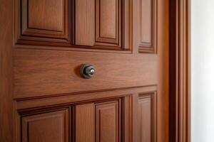 of Elegant Brown Wooden Door Classic Home Interior Design, Architectural Detail, and Rich Wood Texture photo