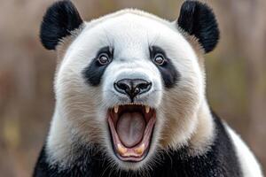 of a Panda's Face A Captivating Portrait of a Rare and Endangered Animal. Discover the beauty of this iconic creature in its natural habitat. A stunning wildlife photography image. photo