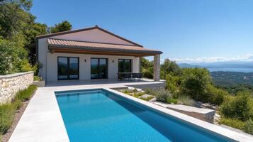 Luxury Villa with Infinity Pool and Breathtaking Sea View. Modern architecture, stunning landscape, perfect for a relaxing vacati photo