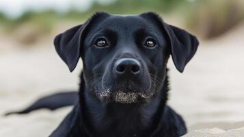 of a Black Labrador Retriever on the Beach photo