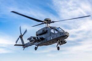 High Flying Military Helicopter in Action A Powerful Aerial Machine photo