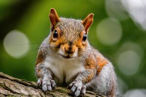 of a Curious Squirrel on a Tree Branch photo