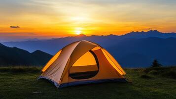 Majestic Sunset Camping Adventure in the Mountains photo