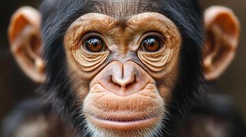 of a Curious Chimpanzee Face, Natures Adorable Creature photo
