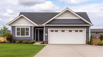 Stunning Exterior of a Modern Home with a Garage and Landscaping photo