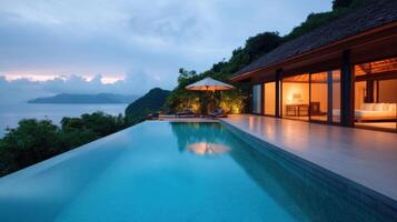 Luxury Infinity Pool Villa with Ocean View Modern Architectural Design photo
