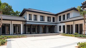Stunning Modern Japanese Style House Exterior with Elegant Courtyard Design photo