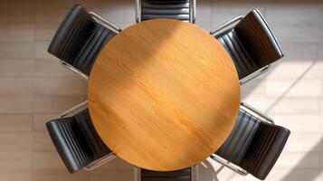 Elevated View of a Modern Round Conference Table photo