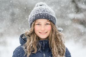 Smiling Woman in Winter Snow photo