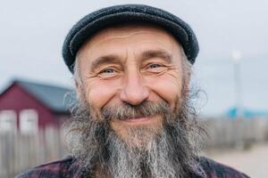Smiling Senior Man Portrait A Glimpse into Wisdom and Joy photo