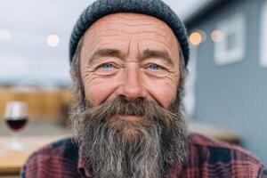 A Portrait of a Smiling Senior Man with a Majestic Beard 2 photo