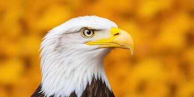 Majestic Bald Eagle Portrait Against Autumnal Hues photo