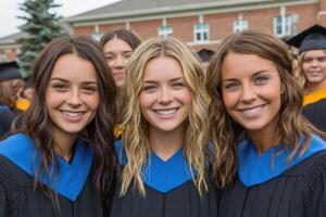 Three Graduates Celebrate Their Success at Graduation Ceremony photo