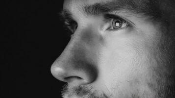 Intriguing Profile Portrait in Grayscale photo